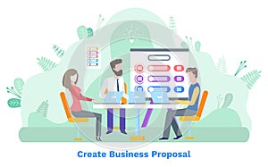 People with Laptop, Business Proposal, Idea Vector