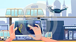 People launching drones by different remote control