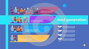 People lead generation steps stages business infographic. colorful diagram concept over white background copy space flat