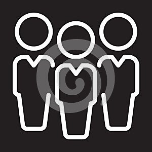 People, leadership line icon, white outline sign, vector illustration.