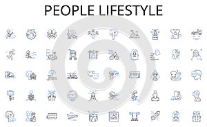 People lifestyle line icons collection. Ambitious, Fearless, Daring, Courageous, Audacious, Venturesome, Adventurous photo