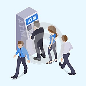 People in line in front of the ATM