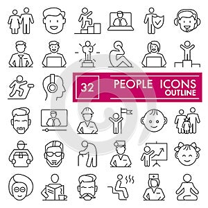 People line icon set, human symbols collection, vector sketches, logo illustrations, person signs linear pictograms