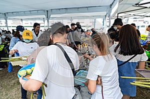 People lit incense and candles to pay homage.