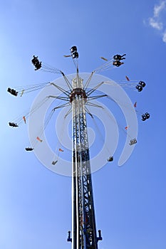 Amusement park swings.