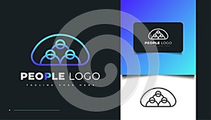 People Logo Design in Blue Modern Style. People, Community, Family, Network, Creative Hub, Group, Social Connection Logo