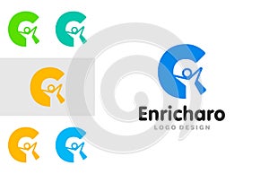 People Logo enrichment for Kids Initials Letter C symbol