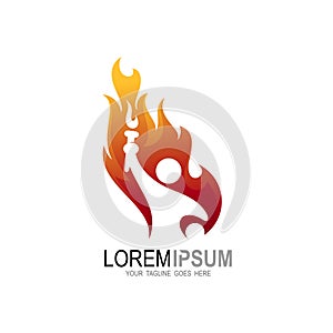 People logo with fire design illustration, Sport icons