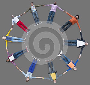 People Lying Down Multiethnic Group Unity Friendship Concept