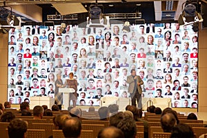 People in main conference hall