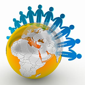 People making a ring of peace around the world