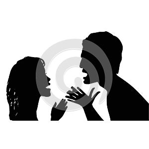 People man and woman angry couple fighting and shouting at each other vector