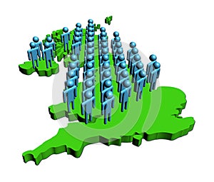 People on map of Britain