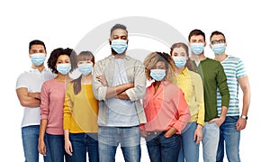 People in medical masks for protection from virus