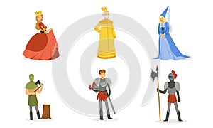 People in medieval clothes. Set of vector illustrations.