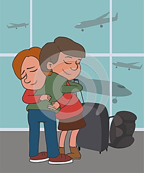 People meeting at the airport cartoon vector