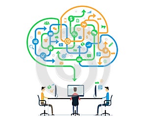 People meeting working and cloud online network