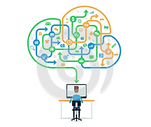 People meeting working and cloud online network