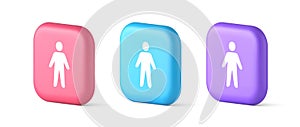 People member user button unrecognizable person human body web application 3d realistic icon