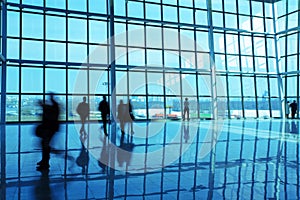 People at modern building