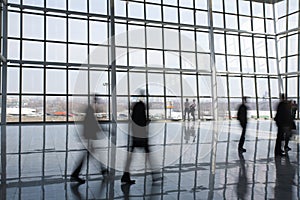 People at modern building