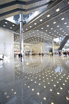 People at modern building