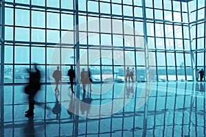 People at modern building