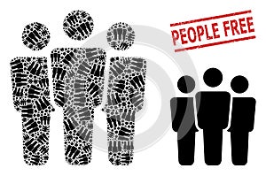 People Mosaic of People Items and Distress People Free Seal Stamp