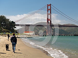 People Move Around Enjoying the Beach and the Views in San Francisco