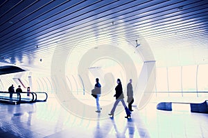 People moving in corridor