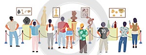 People at museum art gallery vector illustration