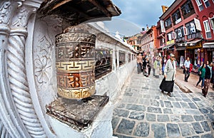 People near Bodnath stupa