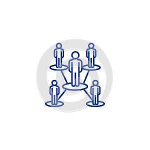 People network line icon concept. People network flat  vector symbol, sign, outline illustration.