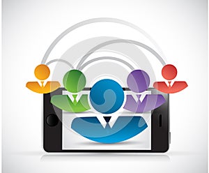 People network link phone illustration design