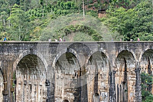 People in the Nine Arch Bridge, Sri Lanka