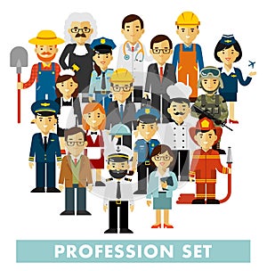 People occupation characters set in flat style isolated on white background