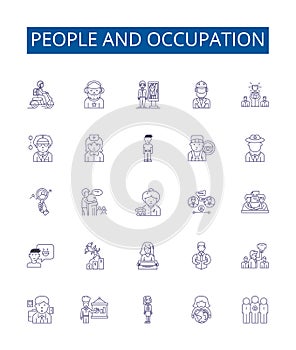 People and occupation line icons signs set. Design collection of People, Occupation, Employee, Job, Worker, Professional