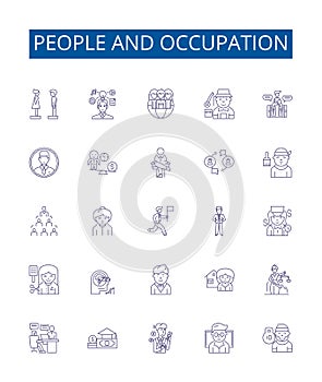 People and occupation line icons signs set. Design collection of People, Occupation, Employee, Job, Worker, Professional