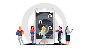 People online chat network concept illustration communication technology. Web mobile social message with man and woman connection