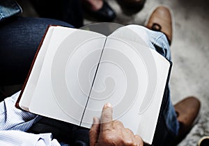 People open book blank page