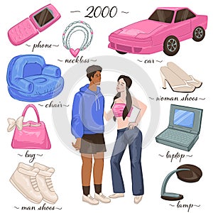 People outfit and clothes, objects from 2000s