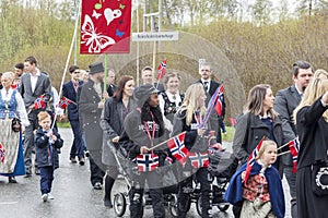 People on parde before school in Verdal, Norway.