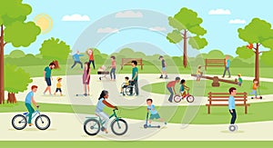People in park. Vector illustration in flat style.