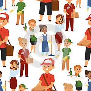 People part-time job professions vector set characters temporary job recruitment concept. Different workers or time