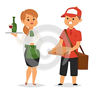 People part-time job professions vector set characters temporary job recruitment concept. Different workers or time