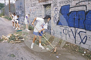 People participating in community cleanup