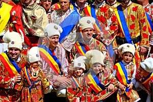 People participating at the folkloric Juni celebration in Brasov City