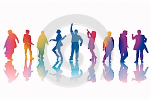 People party kid joy disco design group silhouettes shadow fun background dancing colourful