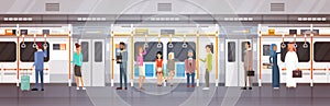 People Passengers In Subway Car Modern City Public Transport, Underground Tram