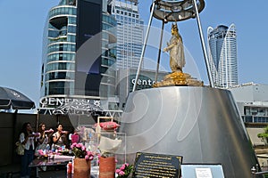 People paying respects at the Lakshmi shrine, Gaysorn Plaza in Bangkok, on the 3rd day of the Lunar New Year 2024